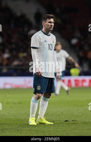 Lionel Messi of Argentina during International Adidas Cup match between  Argentina and Venezuela at Wanda Metropolitano Stadium, in Madrid, Spain,  on March 22, 2019. (Final score Argentina 1 - Venezuela 3). Photo