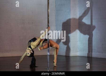 Lisette Krol, three times World Doubles Champion in Pole Dancing and Fitness,  perfoms on the pole