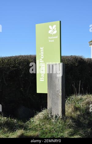 North Devon Sign Signs around Baggy Point, Baggy Point, North Devon Coast Stock Photo ...