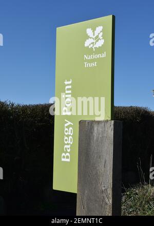 North Devon Sign Signs around Baggy Point, Baggy Point, North Devon Coast Stock Photo ...
