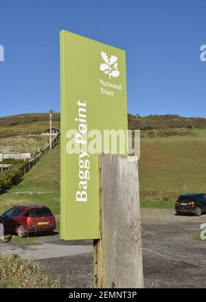 North Devon Sign Signs around Baggy Point, Baggy Point, North Devon Coast Stock Photo ...