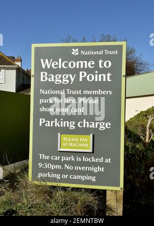 North Devon Sign Signs around Baggy Point, Baggy Point, North Devon Coast Stock Photo ...