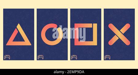 set of four stylish mobile console game abstract wallpapers background. Vector illustration Stock Vector