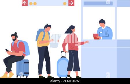 Queue for passport control, concept travel and vacation Stock Vector
