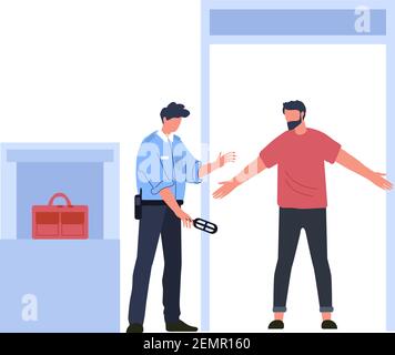 Airport metal detector frame, control and security Stock Vector