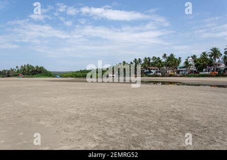 Calm and beautiful Ashvem Beach in North Goa, India Stock Photo