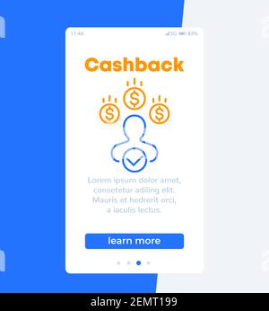 Cashback banner, mobile vector design Stock Vector