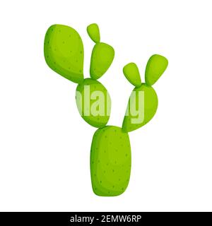 Cactus succulent plant in cartoon style isolated on white background stock vector illustration. Desert, wild west decoration, ui asset. Clipart with d Stock Vector