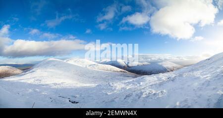 Looking to the Corbett Meall na h-Eilde from the Corbett Geal Charn in Lochaber, Scotland. Stock Photo