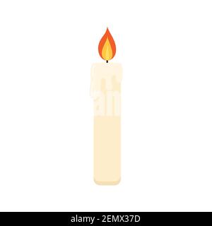 Candle with flame flat illustration isolated on white background. Stock Vector