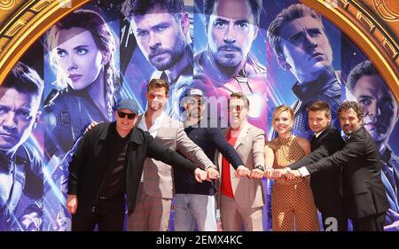 Marvel Studios' 'Avengers: Endgame' Cast Handprint Ceremony Featuring:  Kevin Feige, Chris Hemsworth, Chris Evans, Robert Downey Jr., Scarlett  Johansson, Mark Ruffalo, Jeremy Renner Where: Hollywood, California, United  States When: 23 Apr 2019