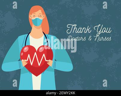 thank you doctors and nurses, female doctor and male nurse on world ...