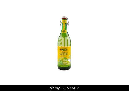Rauch Gentle Grape Juice bottle on white background Stock Photo