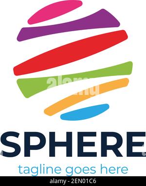 Application - vector business logo concept illustration. Colored ring with abstract shapes. Positive geometric sign in optimism style. Design element. Stock Vector