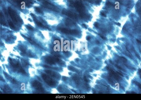 Tie dye shibori pattern. Watercolor hand painted ornamental indigo blue navy colored elements on white background. Watercolour abstract texture. Print Stock Vector