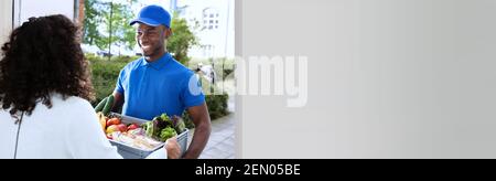 African Man Grocery Food Online Order Delivery Stock Photo