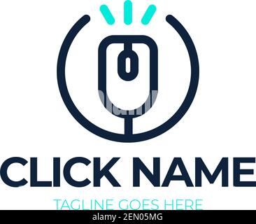 circle mouse logo design vector. Creative Compuer Mouse Cable Circle logo Vector Design Illustration Stock Vector