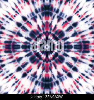 Tie dye shibori pattern. Watercolor hand painted pink indigo blue navy circle elements on white background. Watercolour abstract texture. Print for te Stock Vector