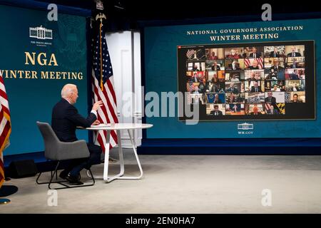 Washington, United States Of America. 25th Feb, 2021. President Joe Biden participates in the National Governors Association's Winter Meeting at the White House, Thursday, Feb. 25, 2021. Credit: Doug Mills/Pool via CNP | usage worldwide Credit: dpa/Alamy Live News Stock Photo