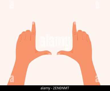 hands framing comosition. Isolated Photo Frame Hands. Frame of fingers. Photo sign made by human hands. hands making frame gesture vector illustration Stock Vector