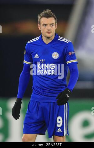 Leicester, UK. 25th Feb, 2021:  Jamie Vardy #9 of Leicester City during the game in Leicester, UK on 2/25/2021. (Photo by Mark Cosgrove/News Images/Sipa USA) Credit: Sipa USA/Alamy Live News Stock Photo