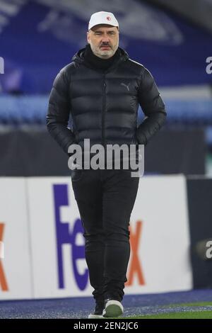 Leicester, UK. 25th Feb, 2021:  Jindřich Tripišovský manager of Slavia Prague during the game in Leicester, UK on 2/25/2021. (Photo by Mark Cosgrove/News Images/Sipa USA) Credit: Sipa USA/Alamy Live News Stock Photo