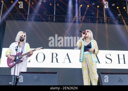 Cole Randel Shpresa Lleshaj of Flora Cash during the BottleRock Music Festival on ...