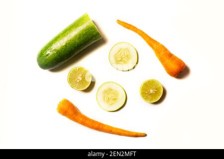 A collection of vegetables for health with white background Stock Photo
