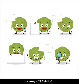 Brussels sprouts cartoon character bring information board. Vector illustration Stock Vector