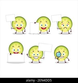 Slice of brussels sprouts cartoon character bring information board. Vector illustration Stock Vector