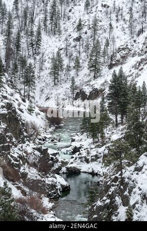 South Fork of the Payette River in winter, Idaho. Stock Photo