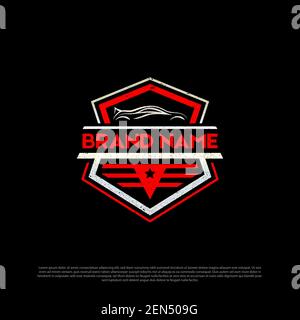 modern automotive logo shield premium vector, modification car logo design Stock Vector