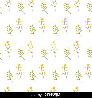 Floral seamless pattern with flowers and leaves on white background. Stock Vector