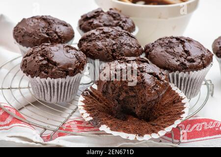Homemade double chocolate muffins Stock Photo