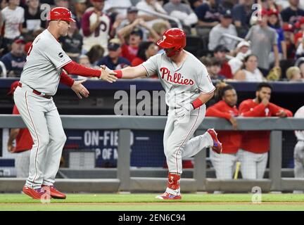 Philadelphia Phillies' Rhys Hoskins plays during a baseball game, Friday,  Sept. 23, 2022, in Philadelphia. (AP Photo/Matt Slocum Stock Photo - Alamy