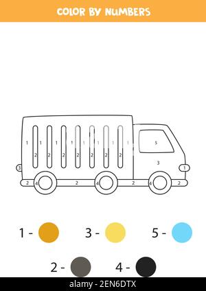 Coloring book or Coloring page for kids. Truck vector illustration ...