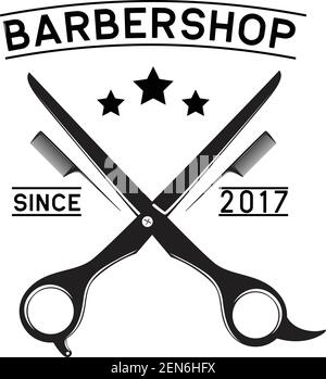 barber shop logo isolated on white background, vector illustration Stock Vector