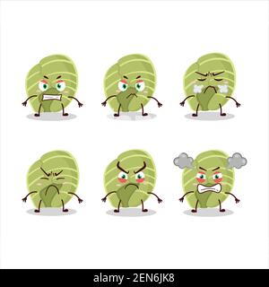 Cabbage cartoon character with various angry expressions. Vector ...