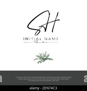 S H SH Initial letter handwriting and signature logo. Beauty vector initial logo .Fashion, boutique, floral and botanical Stock Vector