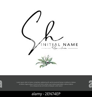 S H SH Initial letter handwriting and signature logo. Beauty vector initial logo .Fashion, boutique, floral and botanical Stock Vector