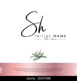 S H SH Initial letter handwriting and signature logo. Beauty vector initial logo .Fashion, boutique, floral and botanical Stock Vector