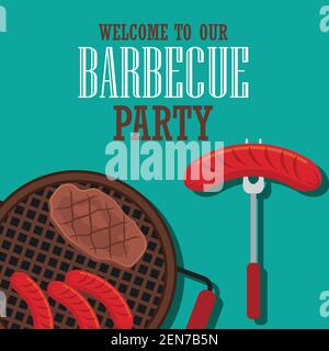 barbecue invitation poster for barbecue party concept. vector illustration Stock Vector