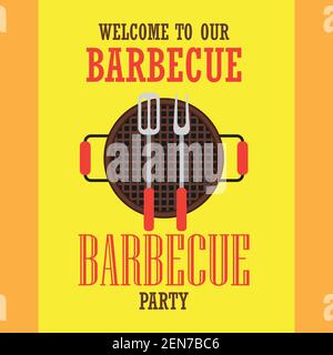 barbecue invitation poster for barbecue party concept. vector illustration Stock Vector