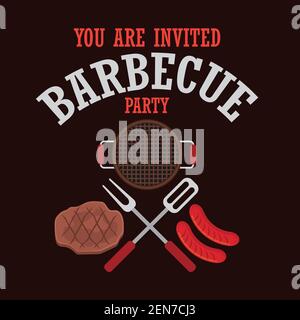 barbecue invitation poster for barbecue party concept. vector illustration Stock Vector