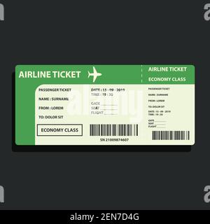 airline ticket for traveling by plane. vector illustration Stock Vector