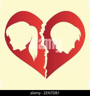 broken heart heartbreak flat icon for broken heart concept, vector illustration Stock Vector