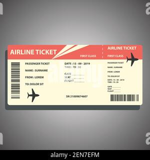 airline ticket for traveling by plane. vector illustration Stock Vector