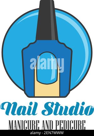 nail salon manicure pedicure logo with text space for your tagline slogan, vector illustration Stock Vector