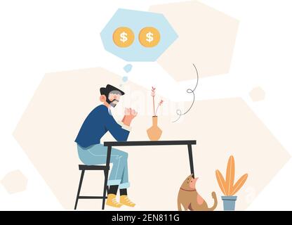 People thinking financial problems economic crisis Stock Vector