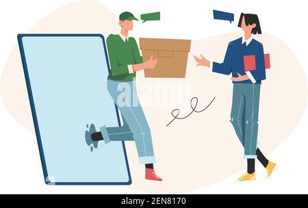 Online transaction the opening of a new startup business Stock Vector